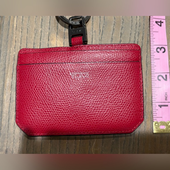 Tumi Red Leather ID badge holder lanyard